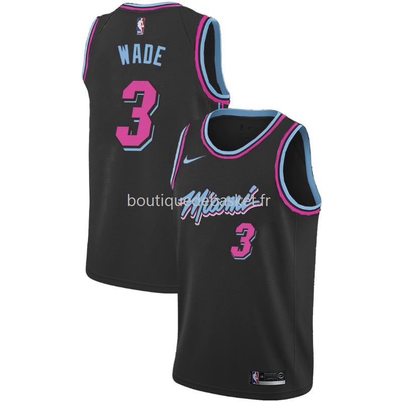 Maillot Miami Heat Dwyane Wade 3 2018-19 Nike City Edition Noir Swingman